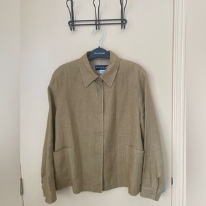 Cognac Brown Linen Jacket or Over-shirt sz M